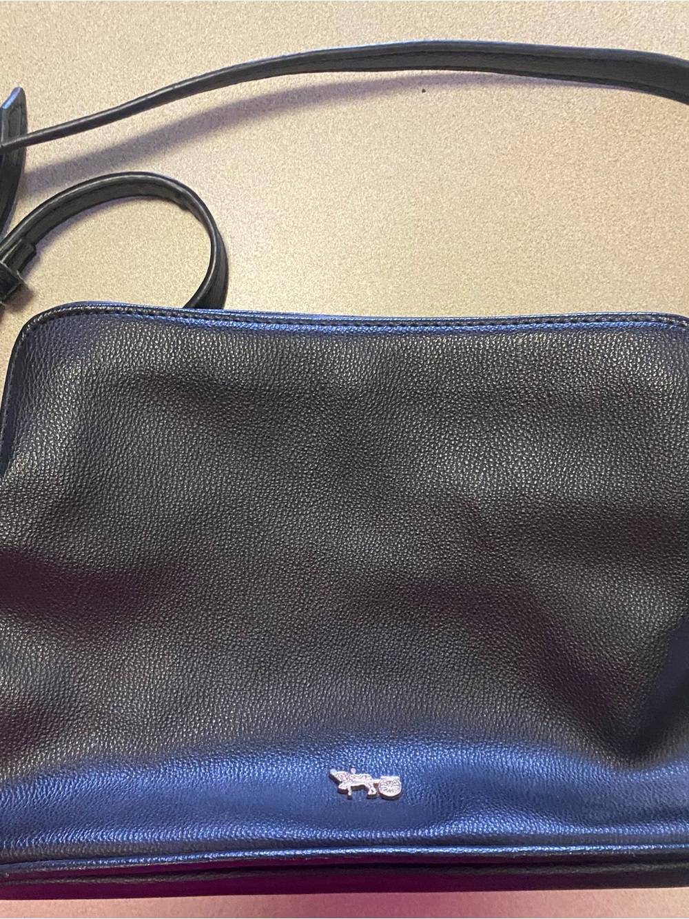 Matthew and Julian Black Leather Crossbody Bag with Small Metal Logo
